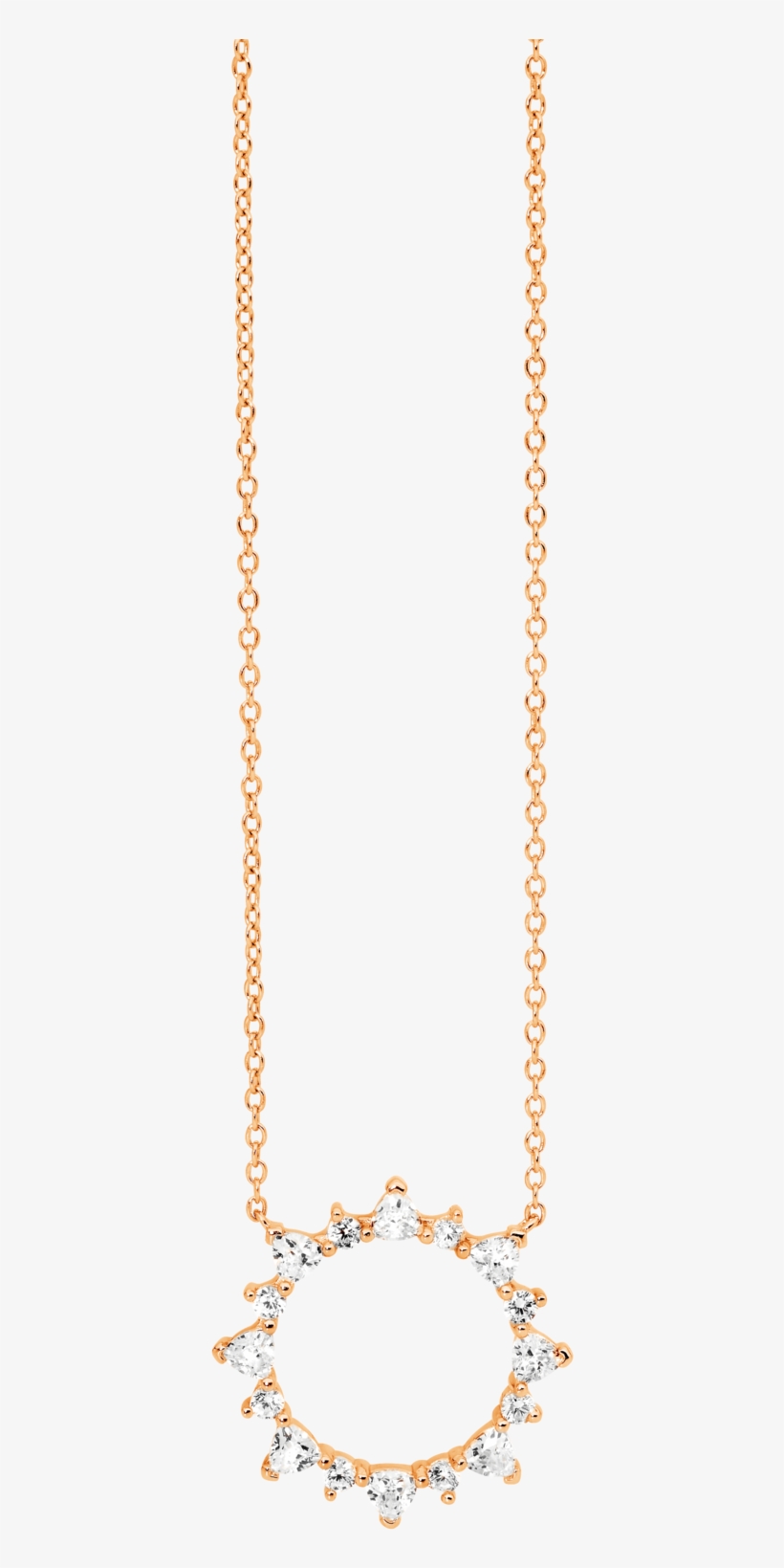 Sterling Silver With Rose Gold Plating Open Circle - Chain, transparent png #8282358