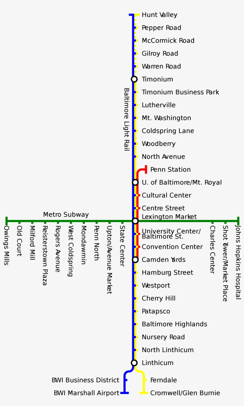 Metro Map Of Baltimore Full Resolution - Shot Tower Metro Stop, transparent png #8282590
