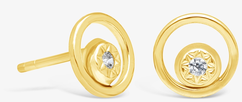 9ct Gold Open Circle Stud Earring With Cz In The Inside - Earrings, transparent png #8282825