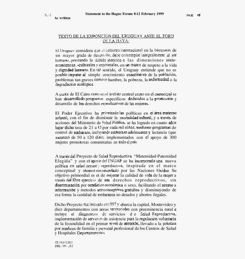 Statement Of Uruguay - Document, transparent png #8288399