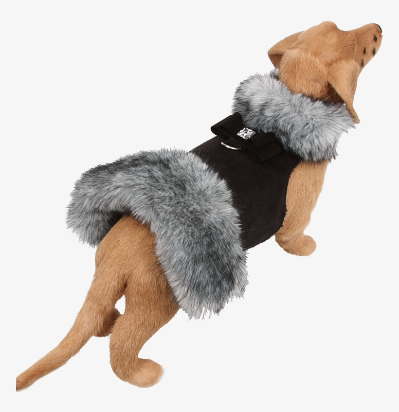 Black Tip Silver Fox Fur Coat With Big Bow - Fur Clothing, transparent png #8289295