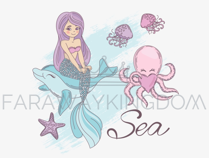 Mermaid Sea Cartoon Travel Tropical Vector Illustration - Cartoon, transparent png #8290056