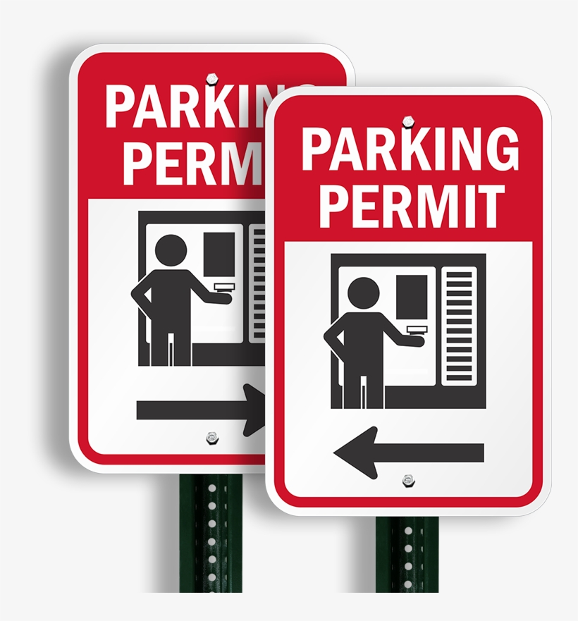 Parking Permit Left Direction Arrow Sign - Parking, transparent png #8291823