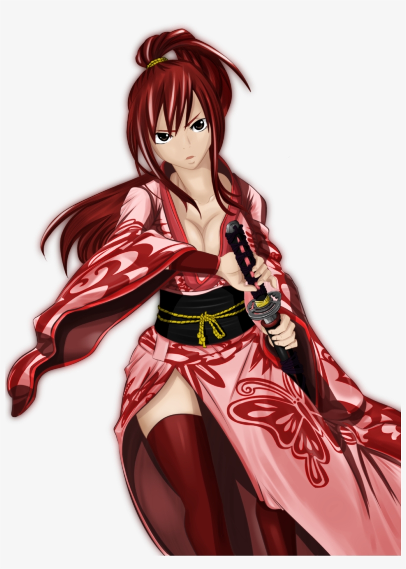 Erza Scarlet Background Best - Fairy Tail Erza Kimono, transparent png #8292274