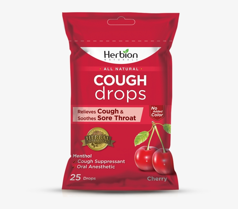 Cough Drops Pouch With Cherry Flavor - Herbion Candies Honey Lemon Sugar Free, transparent png #8294647