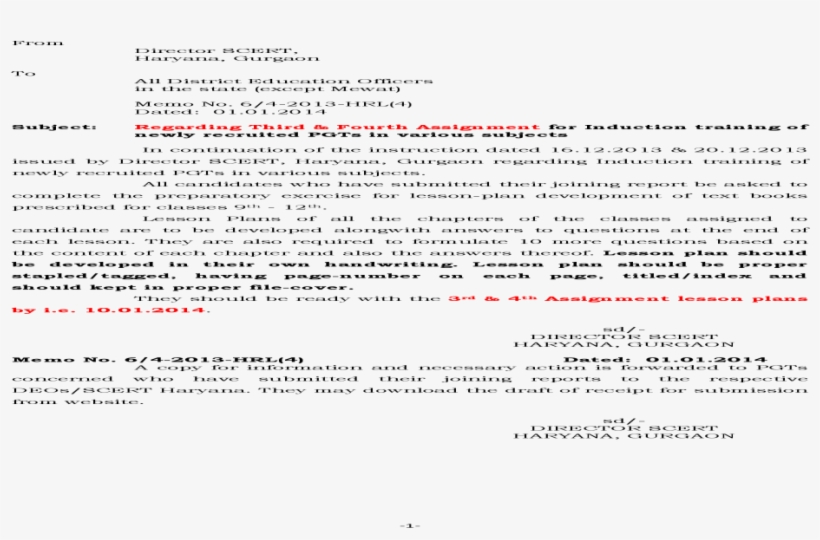 Notice Regarding 3rd & 4th Assignment For Induction - Document, transparent png #8294681