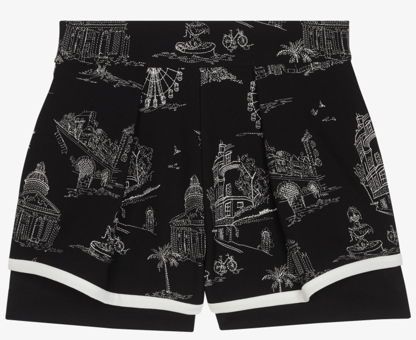 Embroidered Crepe Shorts - Underpants, transparent png #8295030