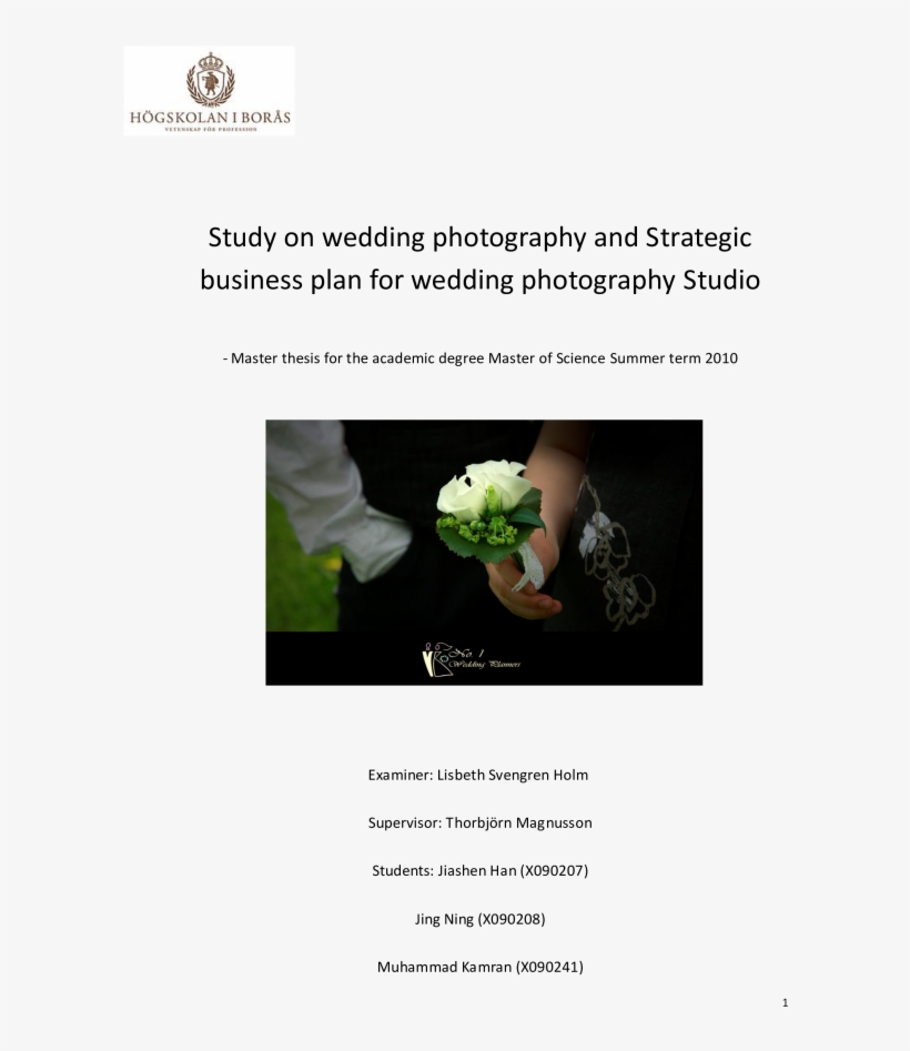 Free Wedding Photography Business Plan - University Of Borås, transparent png #8295587