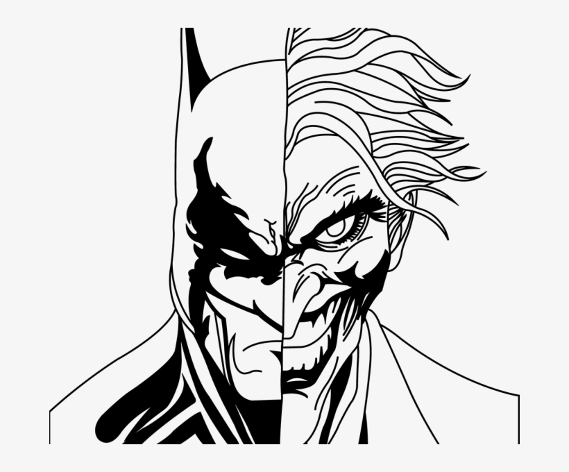 Batman And Joker Drawing - Batman And Joker Outline, transparent png #8295977