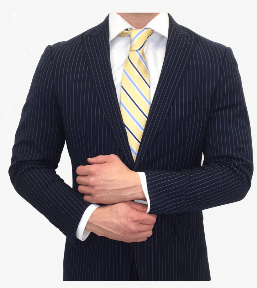 Premium Navy Pinstripe Suit Single Breasted - Formal Wear, transparent png #8297784
