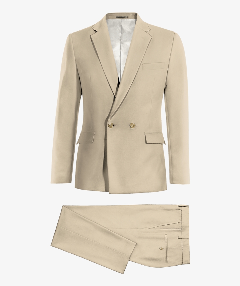 Beige Double Breasted Cotton Suit - Traje Mao Hombre Gris, transparent png #8297815