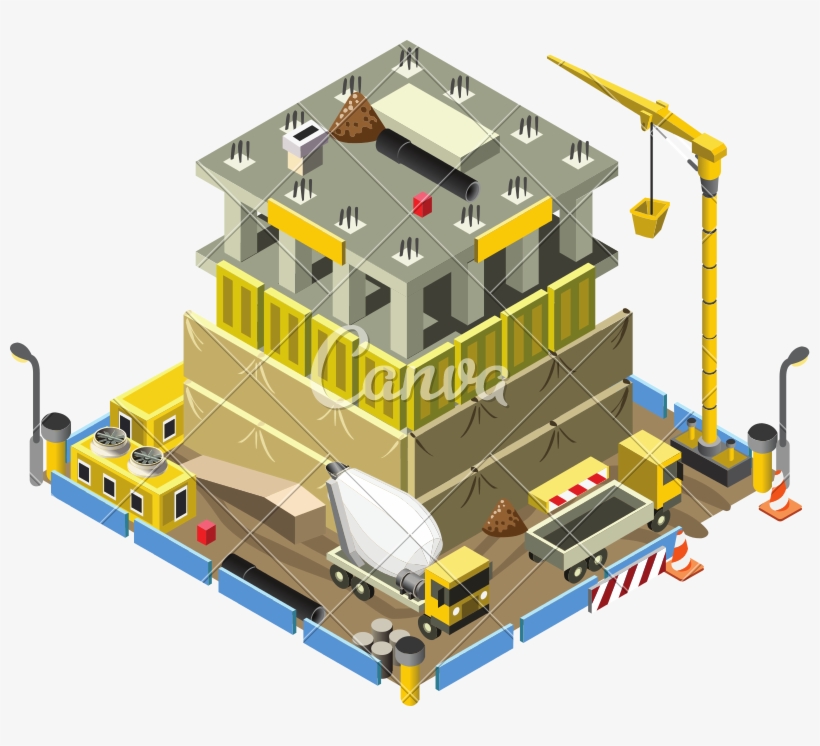 Building Under Construction 3d Building Isometric Vector - Building ...