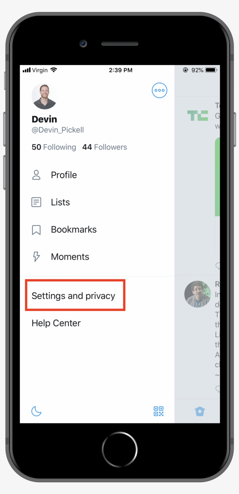 Twitter Settings And Privacy Mobile - Samsung Galaxy Tab A Radio, transparent png #8299556
