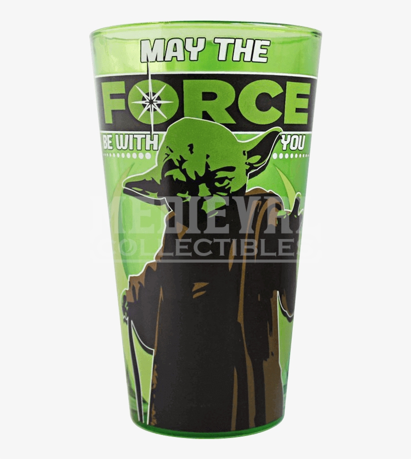 Star Wars Yoda Pub Glass - Star Wars Yoda May The Force 16oz Boxed Pint Glass, transparent png #830707