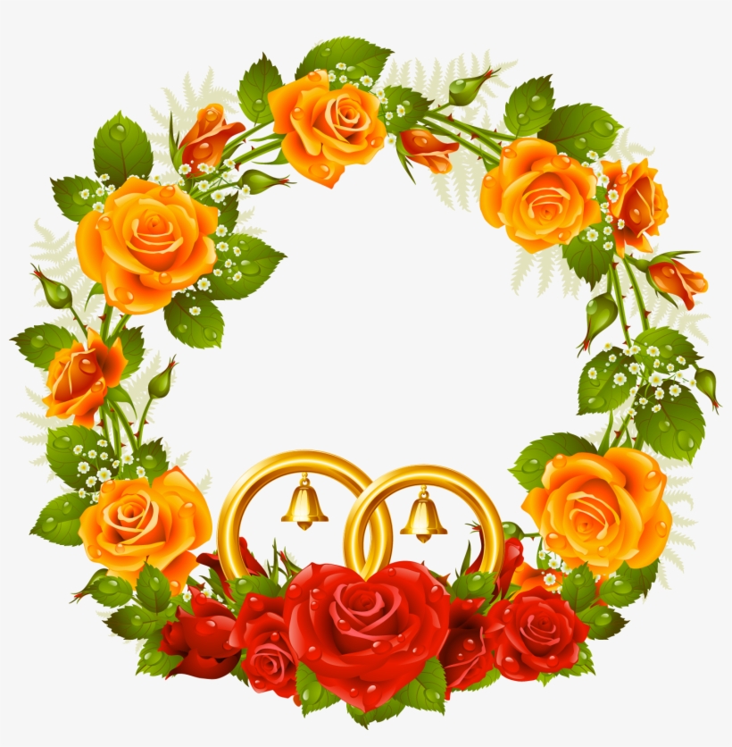 Свадебный Венок С Желтыми Розами Orange Weddings, Flower - Rose Frame, transparent png #830710