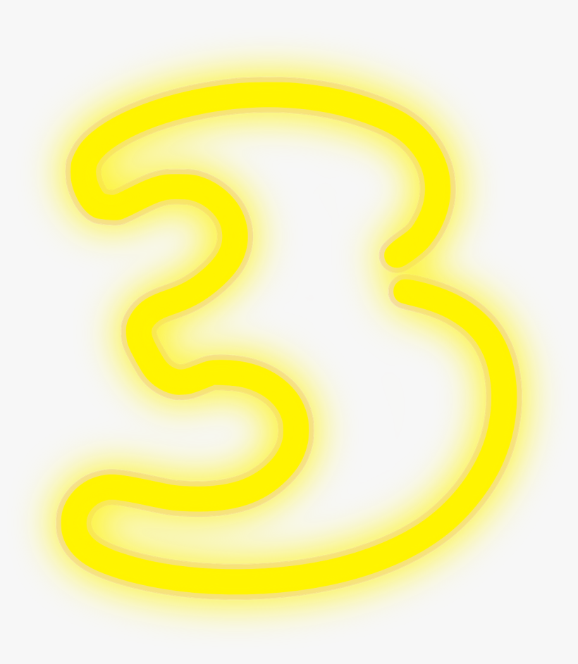 Neon, 3, Lights, Number, Yellow, Electric - Numero 3 En Color Neon, transparent png #831085