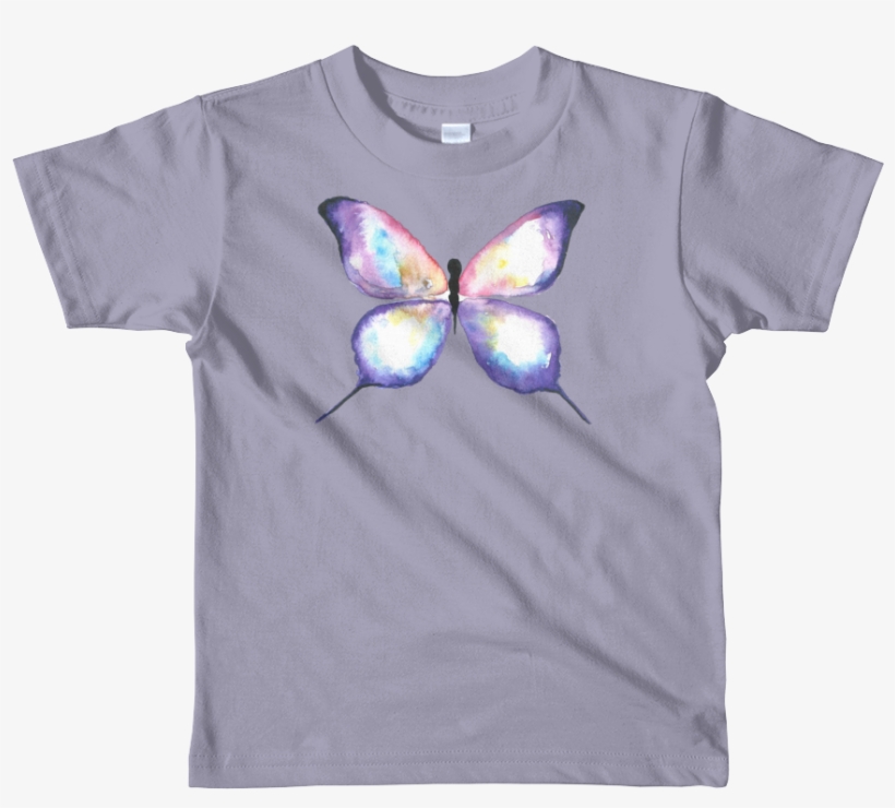 Lilac Watercolor Butterfly Short Sleeve Kids T-shirt - T-shirt, transparent png #832950
