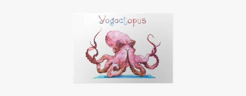 Watercolor Illustration Of A Meditation Octopus Poster - Octopus, transparent png #835481