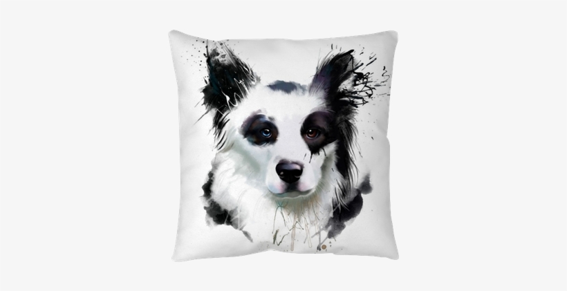 Watercolor Dog Portrait Of A Border Collie, Closeup - Watercolor Painting, transparent png #837166