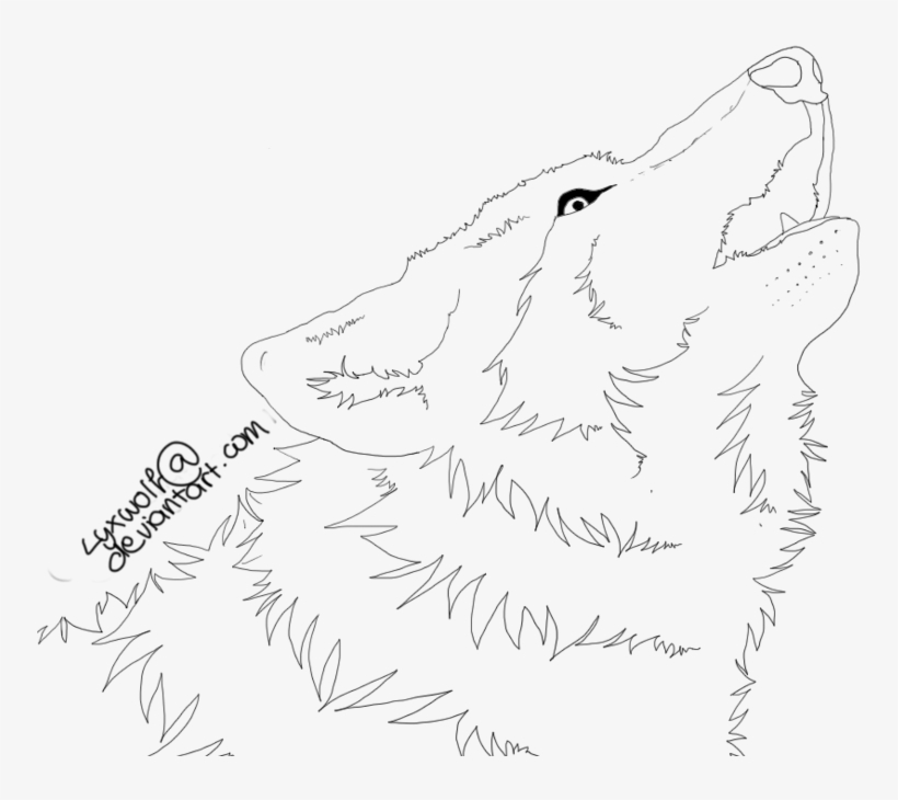 Drawn Howling Wolf Lineart - Line Art, transparent png #837376