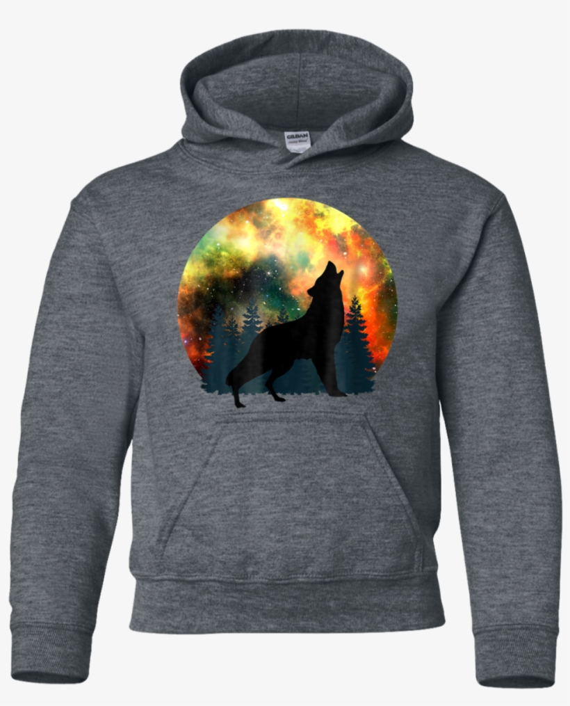 Psychedelic Wolf Howling Shirt Galaxy Nebula Full Moon - Pi By Digits (youth Sizes), transparent png #838046