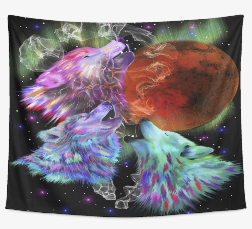 Three Wolves Howling Tapestry - Outer Space, transparent png #838136