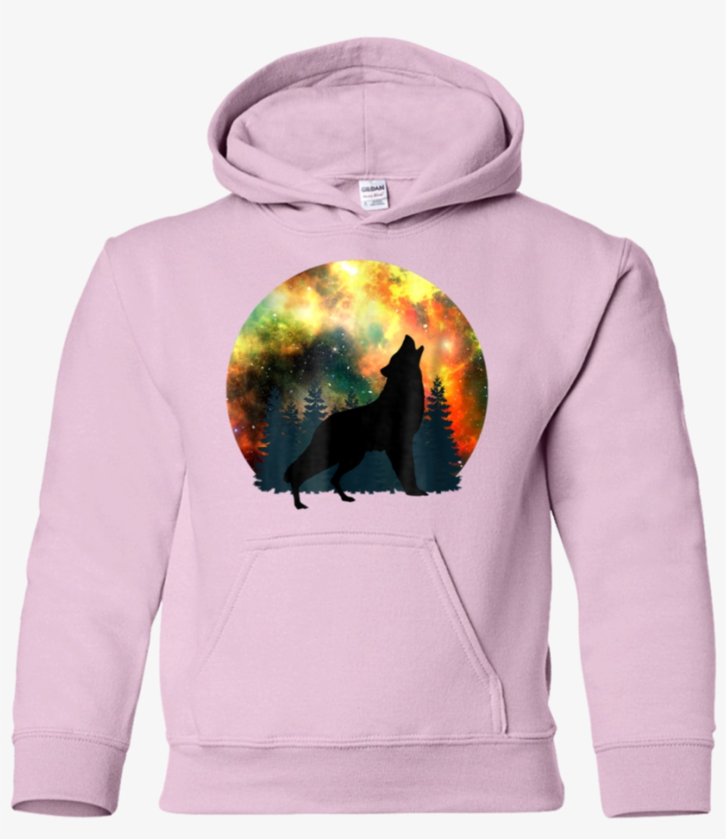 Psychedelic Wolf Howling Shirt Galaxy Nebula Full Moon - Guava Juice Limited Edition Camouflage Youth Pullover, transparent png #838244