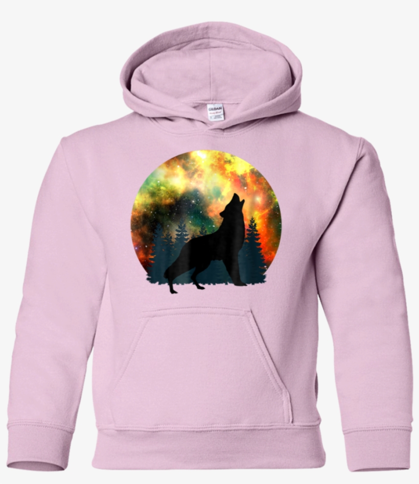 Psychedelic Wolf Howling Shirt Galaxy Nebula Full Moon - Guava Juice Limited Edition Camouflage Youth Pullover, transparent png #838244