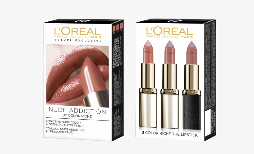 L'oreal L'oréal Paris Trio Color Riche Set Nude Addiction - L'oreal Lipstick Color Riche 630, transparent png #838904