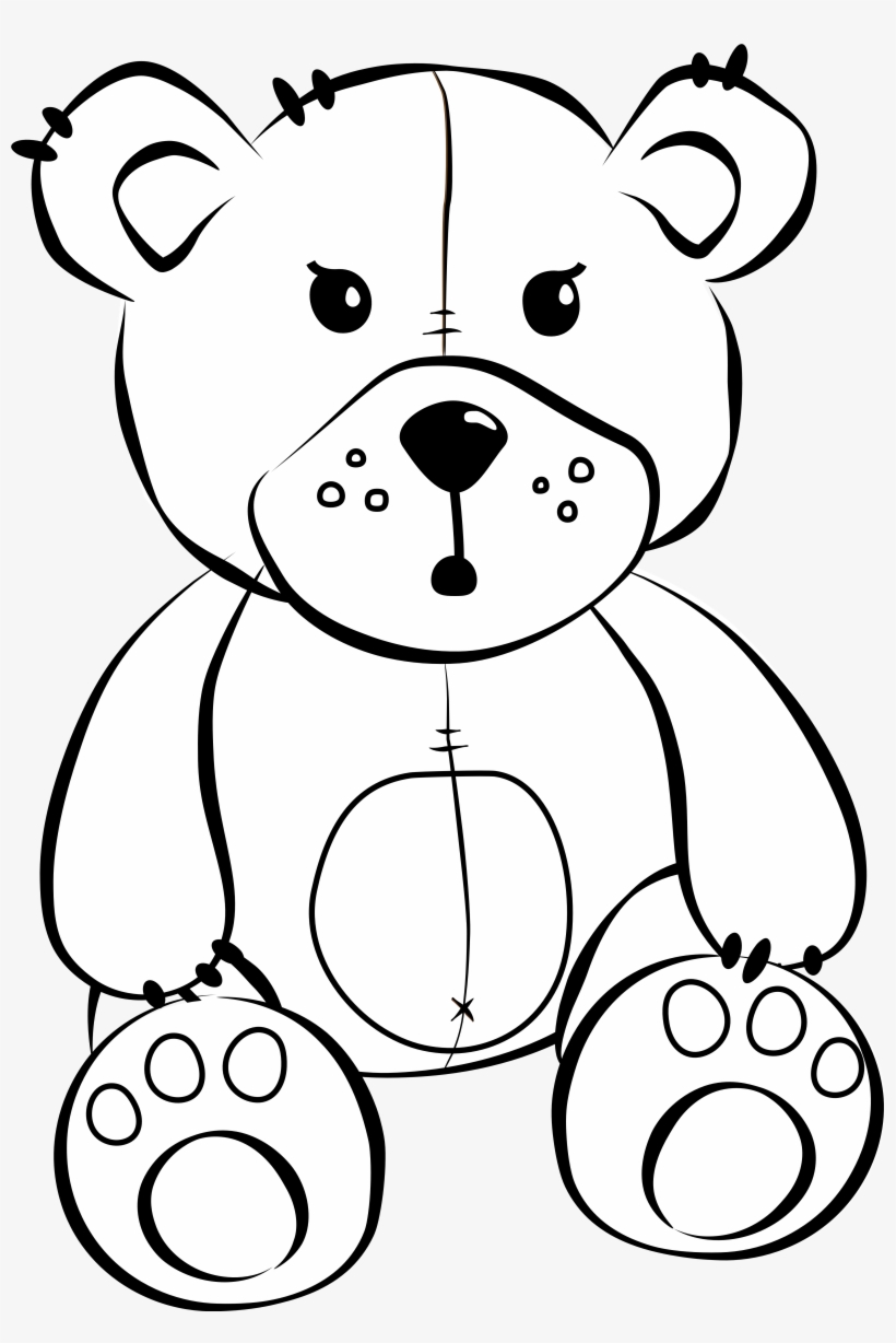 Teddy Bear Black And White White Bear Cartoon Free - Cartoon Drawing Of A Teddy Bear, transparent png #839153