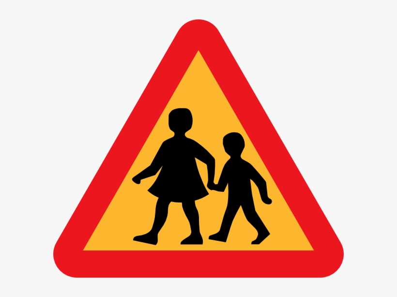 Child And Parent Crossing Road Sign Clip Art At Clker - Children Crossing Symbol, transparent png #839699