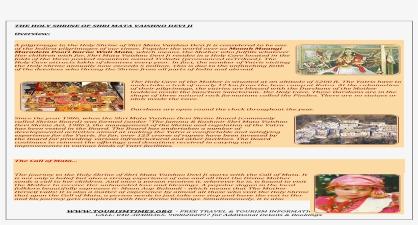 Mata Vaishno Devi Tourism Information The Holy Shrine - Brochure, transparent png #8300786