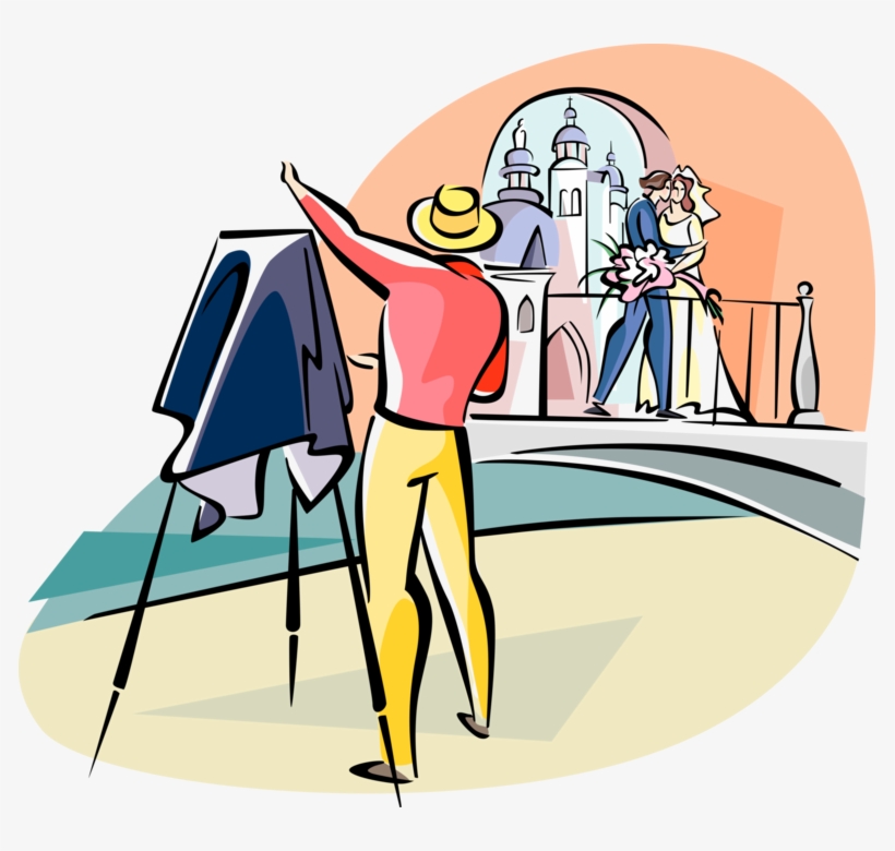 Vector Illustration Of Wedding Photographer Takes Photo, transparent png #8302333