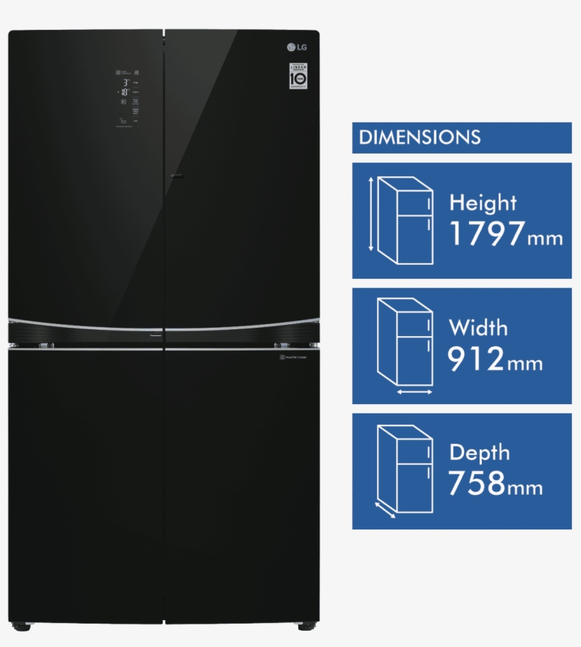 New Lg Gf-d725bml 725l French Door Refrigerator - Refrigerator, transparent png #8303157
