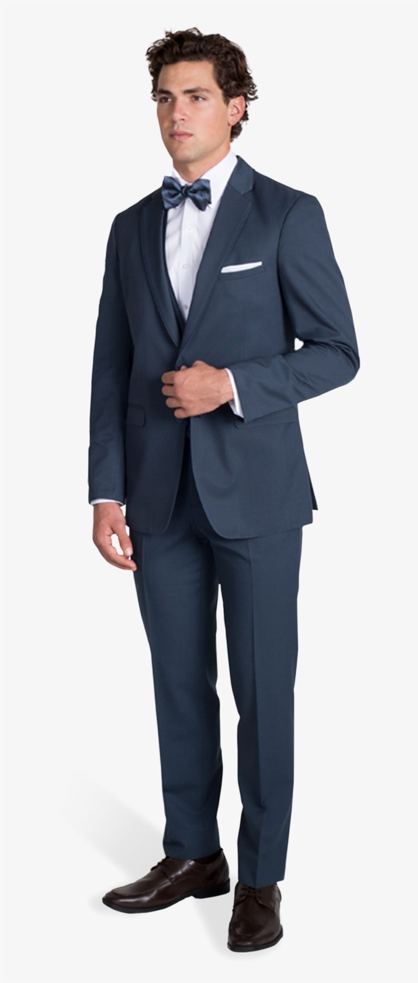 Slate Blue Notch Lapel Suit - Navy Blue Checked Suit, transparent png #8303311
