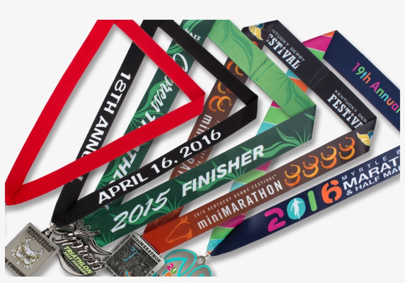 Neck Ribbons For Running Medals - Custom Marathon Medal Ribbon, transparent png #8304165