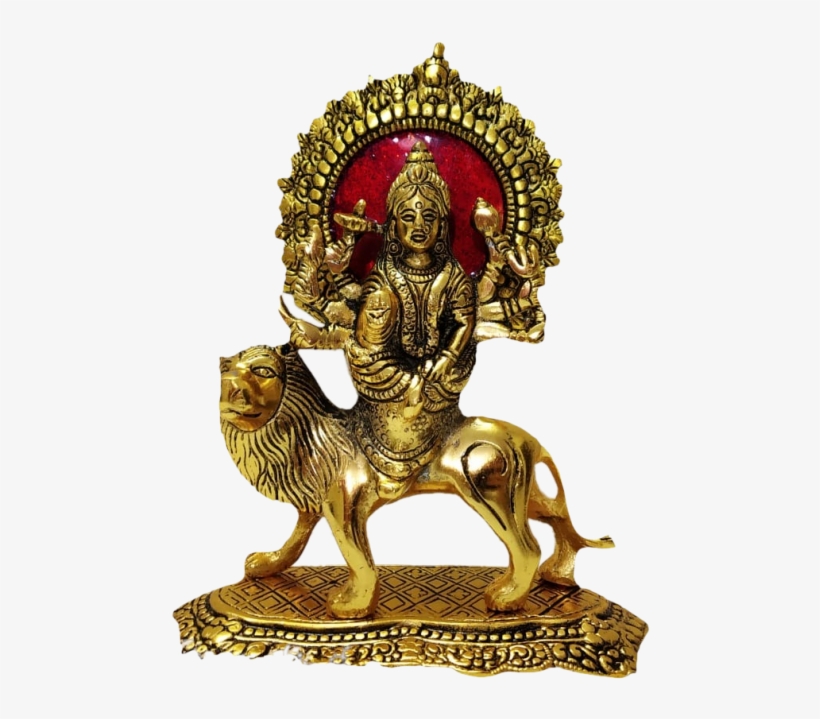 Gold Plated Durga - Statue, transparent png #8304166
