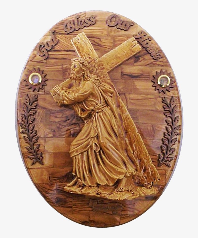 Home Blessing-olive Wood God Bless Our Home Wall Hanging - Carving, transparent png #8306261