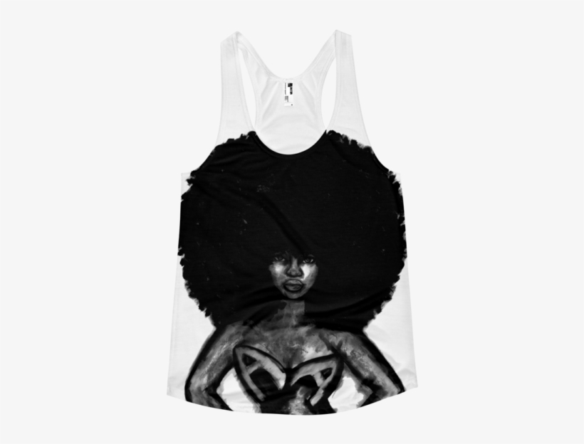 Afro Hero Girl Large Print Slim Fitted Tank Napp2reality - Active Tank, transparent png #8307767