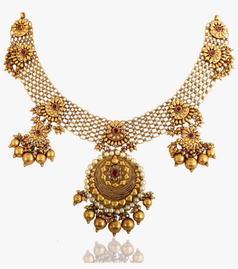 Antique Floral Grace Gold Necklace, transparent png #8309347