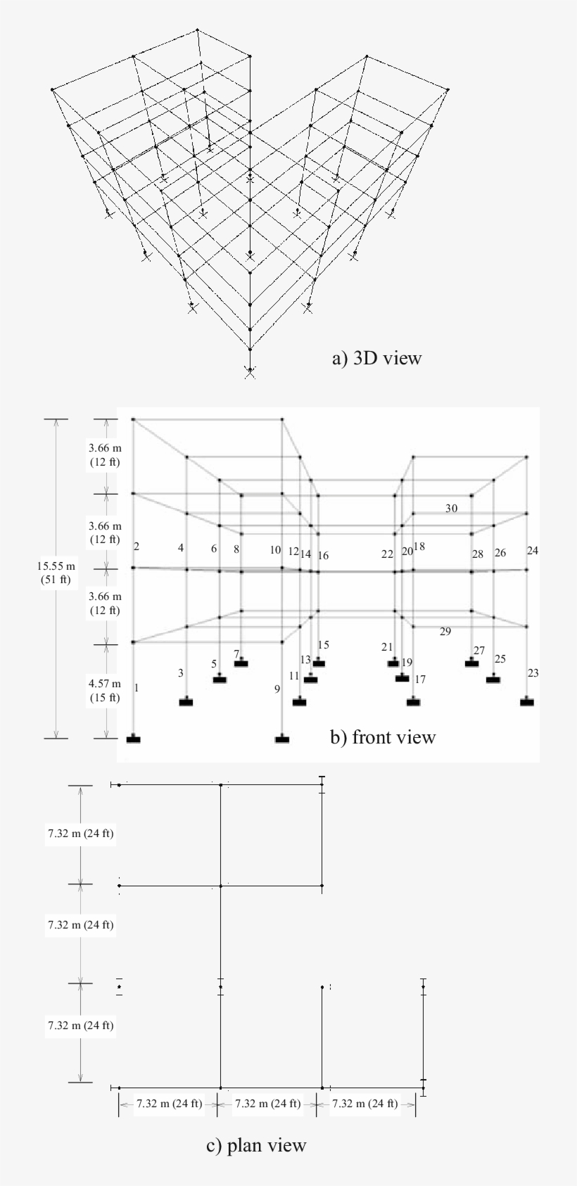 132-member Unbraced Space Steel Frame A 3d View, B - Diagram, transparent png #8310539