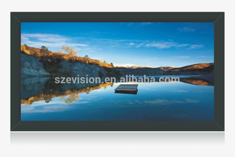 100" Pvc Fabric 3d Silver Fixed Frame Projector Screen - Lake Wallpapers Hd, transparent png #8310726