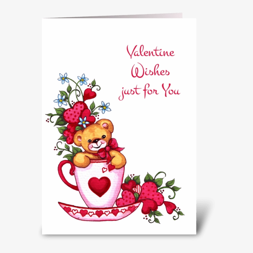 Teddy Bear, Tea Cup Valentine's Day Card Greeting Card - Happy Valentines Day My Friend, transparent png #8311988