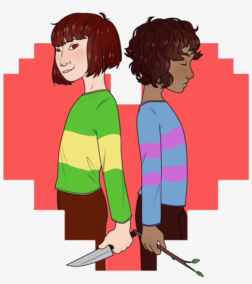 A Drawing Of Chara And Frisk From Undertale From The Cartoon Free Transparent Png Download Pngkey