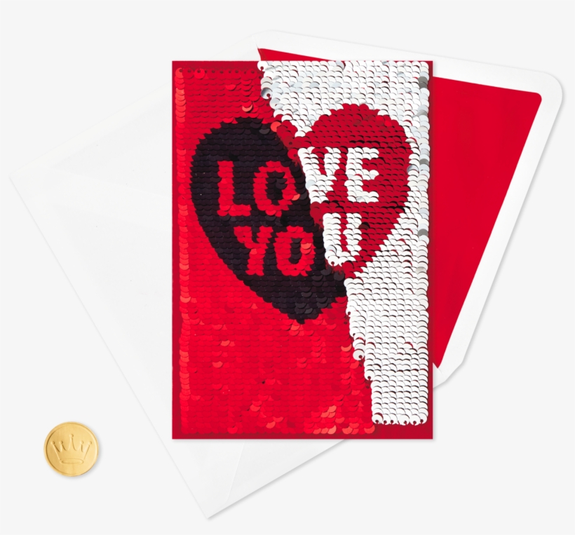 Love You In Mermaid Sequins Valentine's Day - Emblem, transparent png #8314592