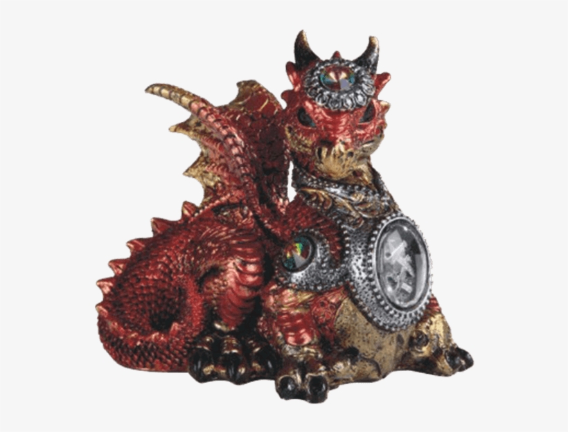 Red Baby Dragon In Gem Armour Statue - Dragon, transparent png #8316777