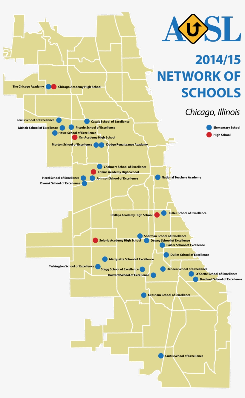 Ausl Network Of Schools Map - Chicago Crime Map 2018, transparent png #8319004