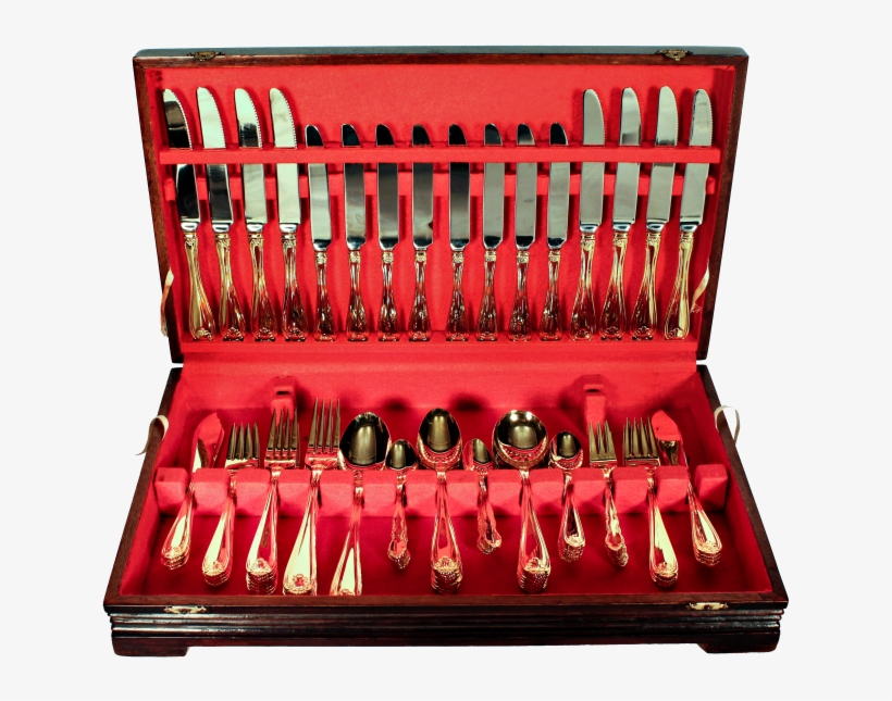 73 Piece Table Classic Gold Cutlery Set In Canteen - Spoon, transparent png #8320098