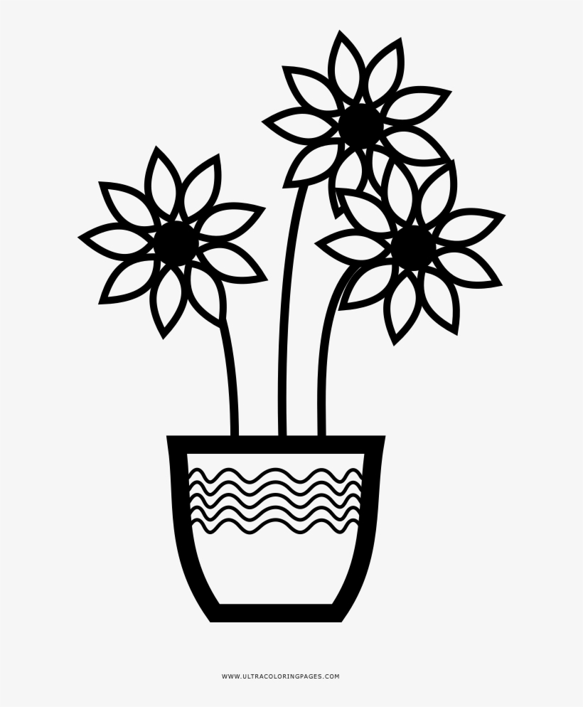 Flower Vase Coloring Page - Flowerpot, transparent png #8324686
