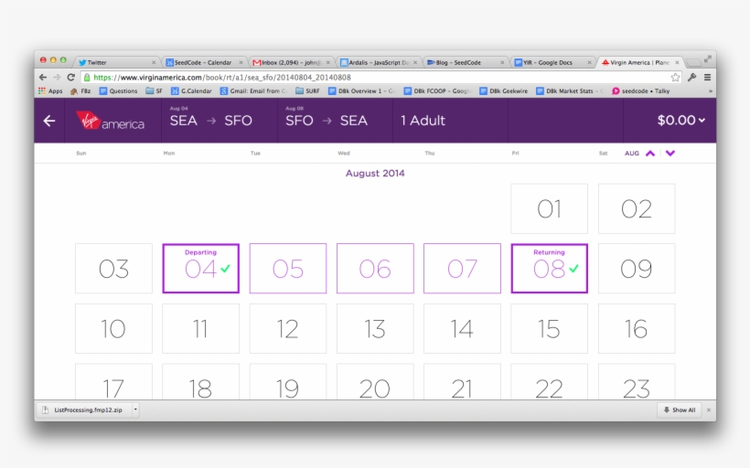 Tagged With → Calendar • Interface Design • Javascript - Flight Picker Calendar App, transparent png #8326192